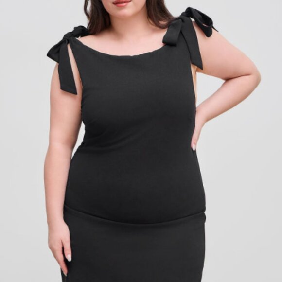 CIDER Boat Neck Solid Ruched Bowknot Mini Dress - Picture 3 of 4